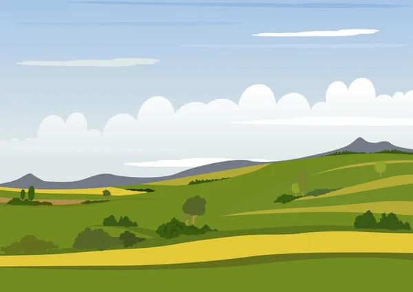 Primavera montaña paisaje — Vector de stock