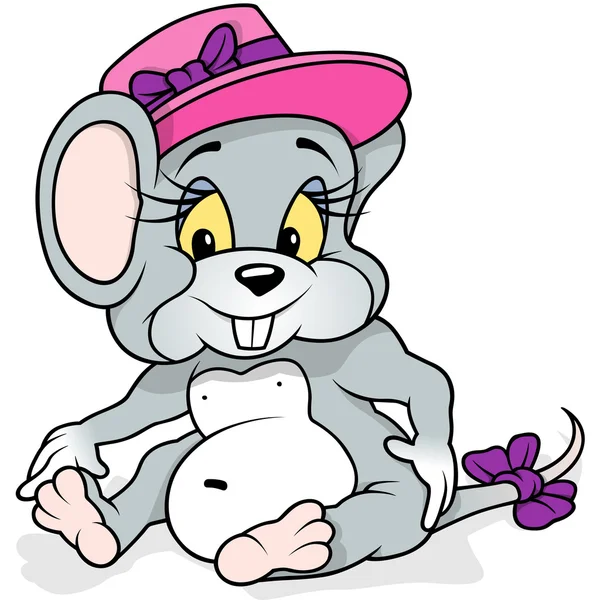 Female Mouse Sitting — Stock Vector