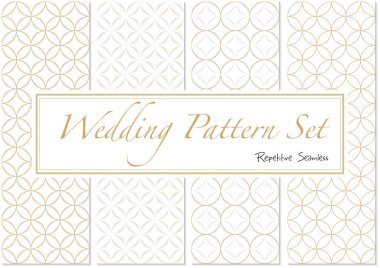 Altın ve Beyaz Renkli Düğün Örnekleri - Tekrarlanan Arkaplan Dokuları, Soyut Vektör