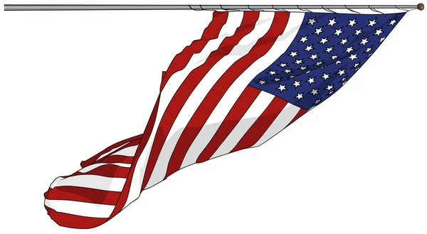 Waving American Flag Isolated White Background Barevné Ilustrace Pro Vaše — Stockový vektor