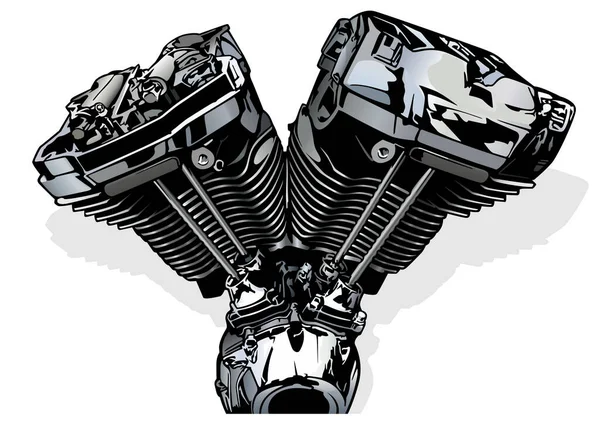 Ilustração Colorida Motor Motocicleta Imagem Isolada Fundo Branco Vector — Vetor de Stock