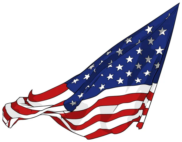 白を背景にアメリカ国旗を振る あなたのデザインプロジェクトのカラーイラスト ベクトルグラフィック — ストックベクタ