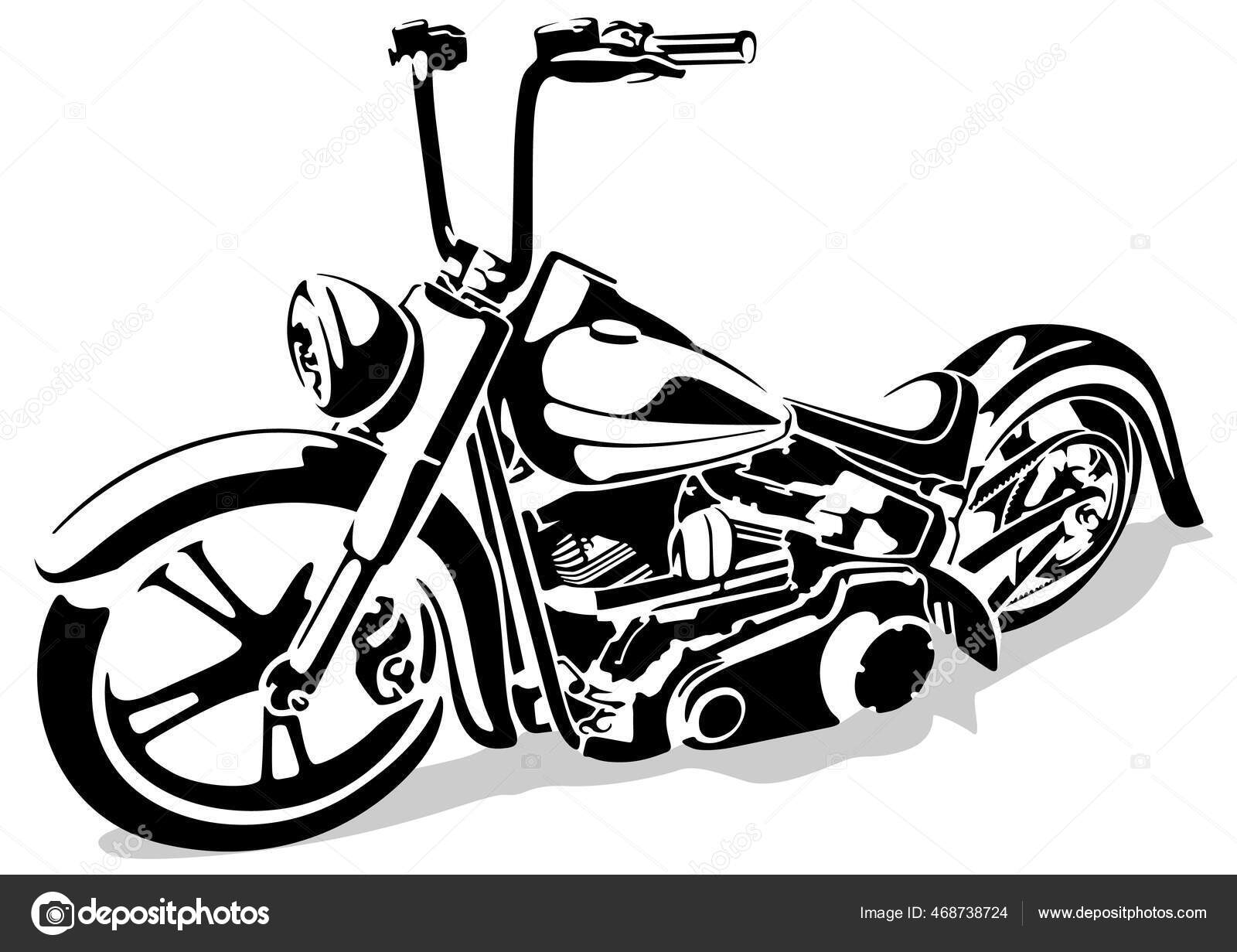 Desenho Em Preto E Branco De Vetor De Moto Com Desenho De Peças  Sobressalentes Ilustração do Vetor - Ilustração de lambreta, motocross:  213643611