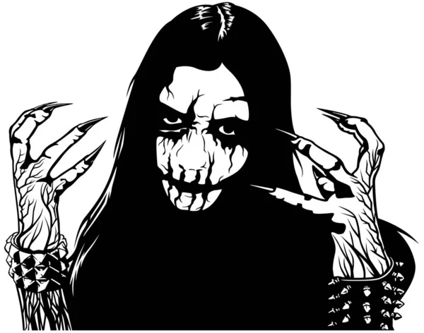 Corpse Paint Makeup Black White Sketch Design Element Black Metal — Stock Vector