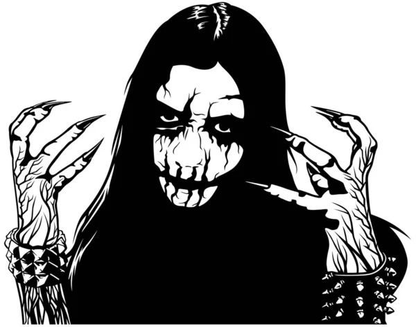 Maquiagem Corpse Paint Esboço Preto Branco Como Elemento Design Para — Vetor de Stock