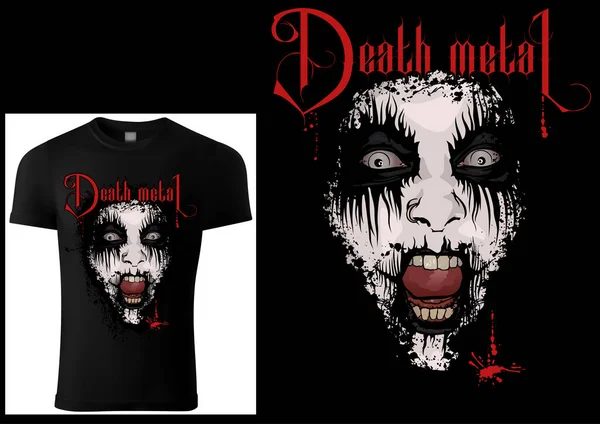 Corpse Paint Shirt Death Metal Design Illustration Scary Face Bloody — Stockový vektor