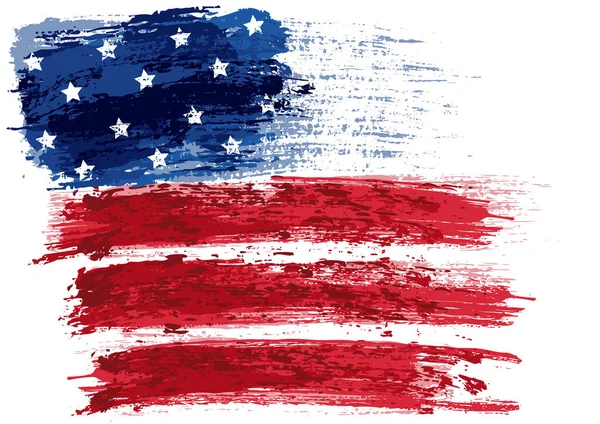 Американский Флаг Окрашенный Кистью Цветная Иллюстрация Эффектом Кисти Изолированным Белом — стоковый вектор