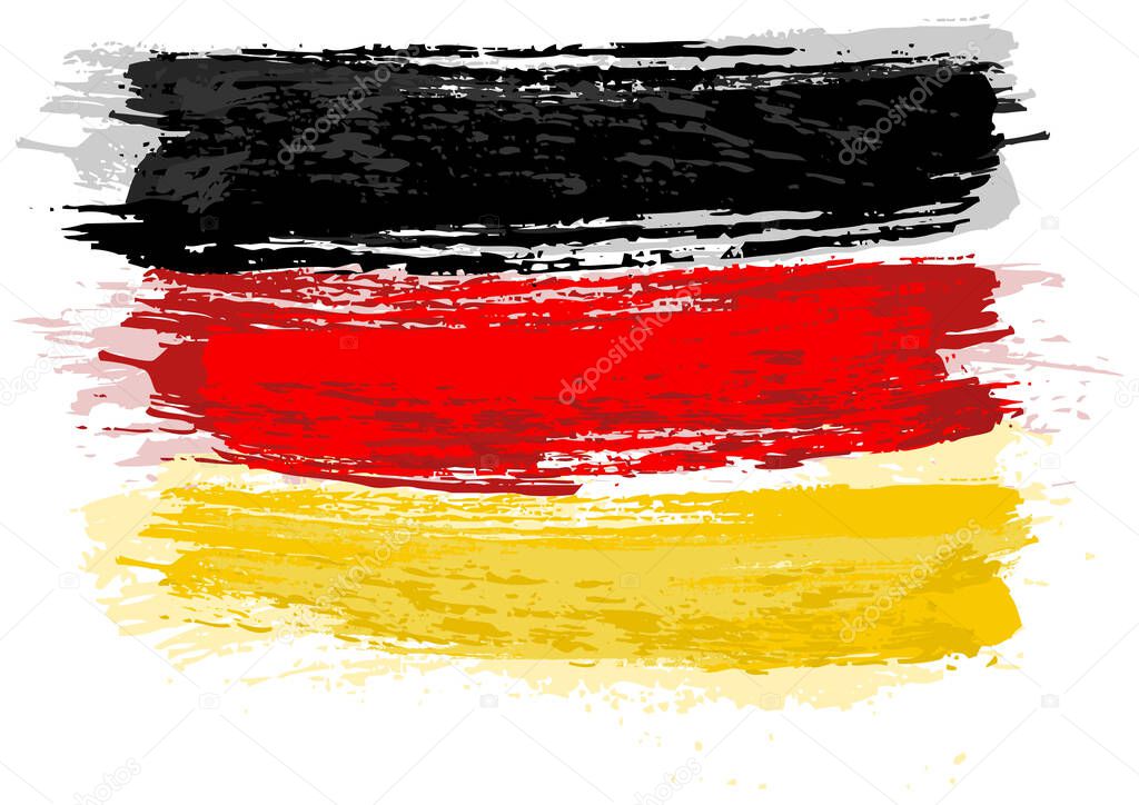 German Flag Painted with a Brush - Colored Illustration with Paintbrush Effect Isolated on White Background, Vector