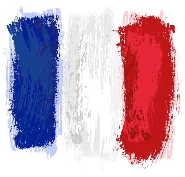 Флаг Франции Раскрашенный Кистью Цветная Иллюстрация Эффектом Кисти Выделенным Белом — стоковый вектор