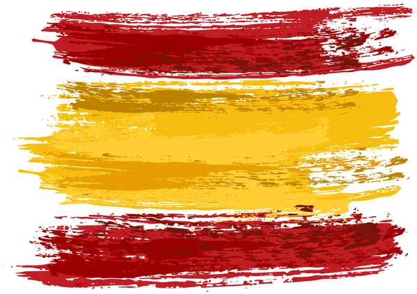 Drapeau Espagne Peint Avec Pinceau Illustration Colorée Avec Effet Pinceau — Image vectorielle