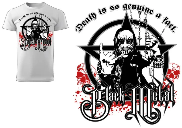 Corpse Paint Shirt Gótico Black Metal Design Ilustração Com Man — Vetor de Stock