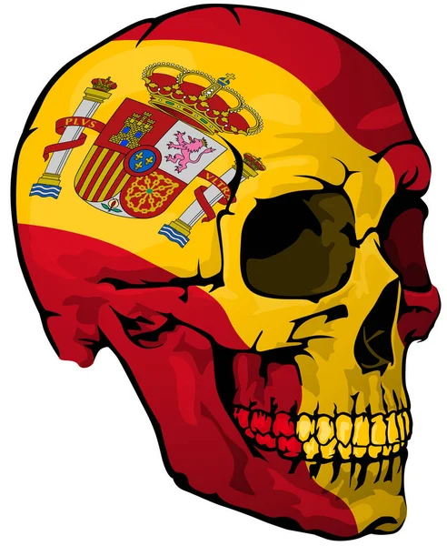 Spanish Flag Painted Skull Design Element National Colors Your Graphic — Stock Vector