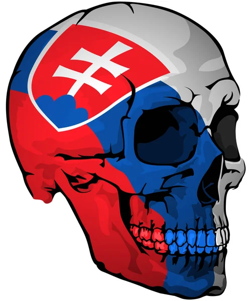 斯洛伐克国旗上的骷髅 设计元素与国家的颜色 为您的图形图解分离的白色背景 — 图库矢量图片