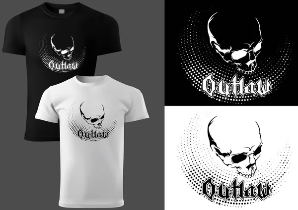 Shirt Design Mit Totenkopf Schwarz Weiß Einfaches Grafisches Design Mit — Stockvektor