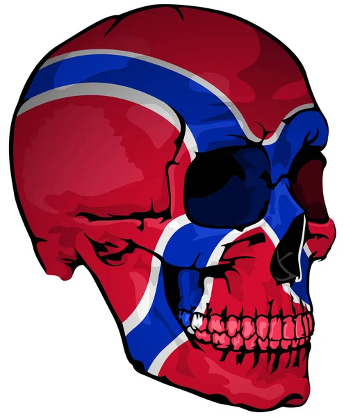 Bandera Noruega Pintada Sobre Cráneo Elemento Diseño Con Colores Nacionales — Vector de stock