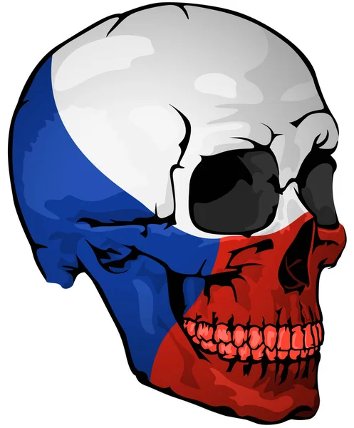 Bandera Checa Pintada Sobre Cráneo Elemento Diseño Con Colores Nacionales — Vector de stock