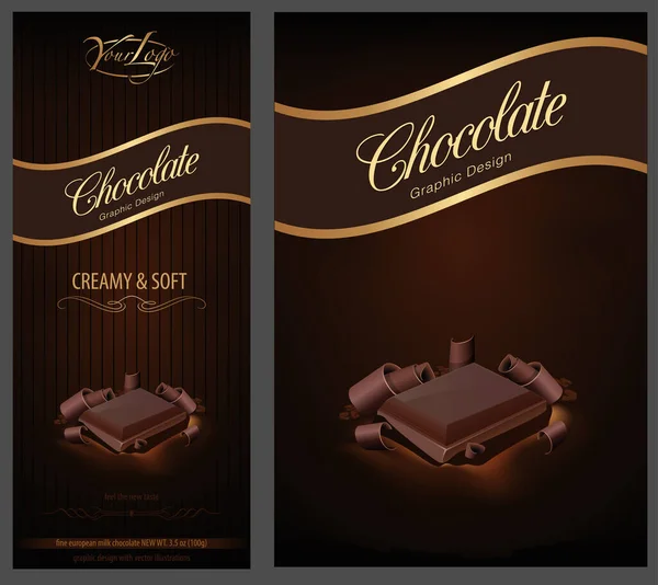 Mockup Para Design Pacote Chocolate Publicidade Ilustrações Coloridas Isoladas Fundo — Vetor de Stock