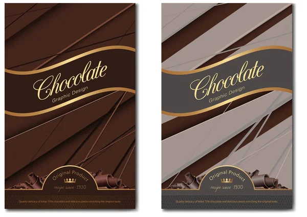 Mockup Voor Chocoladepakket Ontwerp Reclame Gekleurde Illustraties Geïsoleerd Witte Achtergrond — Stockvector