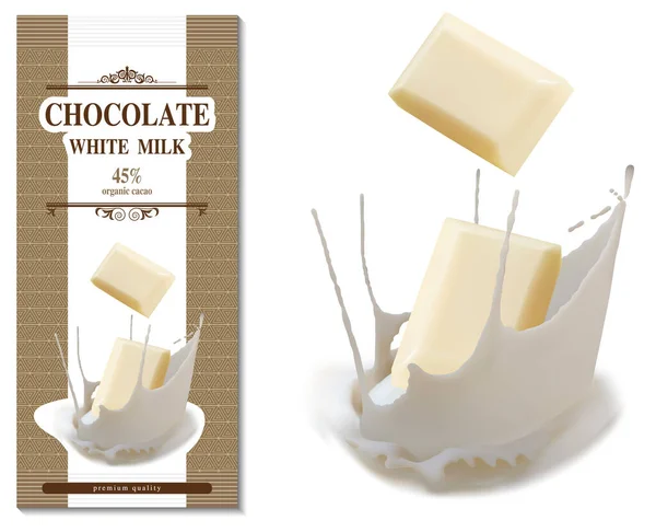 Design Pacote Chocolate Leite Ilustrações Coloridas Isoladas Fundo Branco Vetor — Vetor de Stock