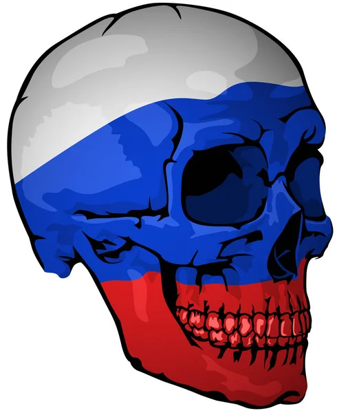 Kafatasına Rus Bayrağı Boyanmış Beyaz Arkaplanda Zole Edilmiş Grafik Resimleriniz — Stok Vektör