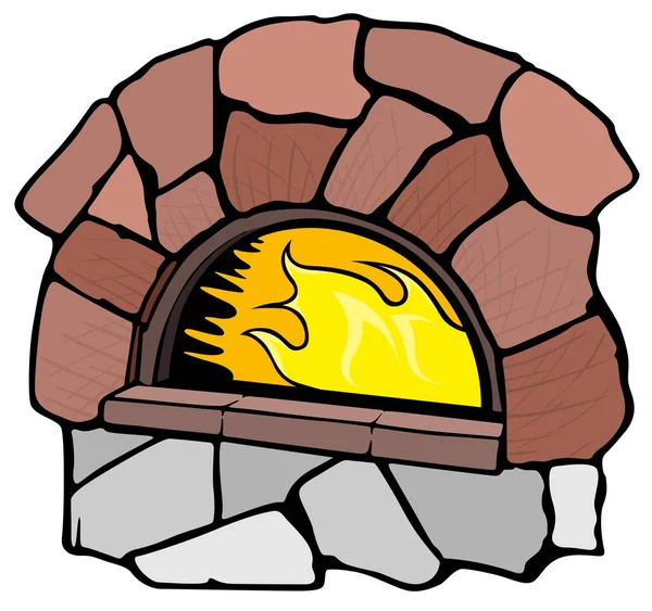 Pizza Oven Gekleurde Cartoon Illustratie Geïsoleerd Witte Achtergrond Vector — Stockvector