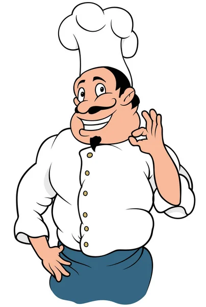 Chef Cook Charakter Farbige Cartoon Illustration Auf Weißem Hintergrund Vektor — Stockvektor