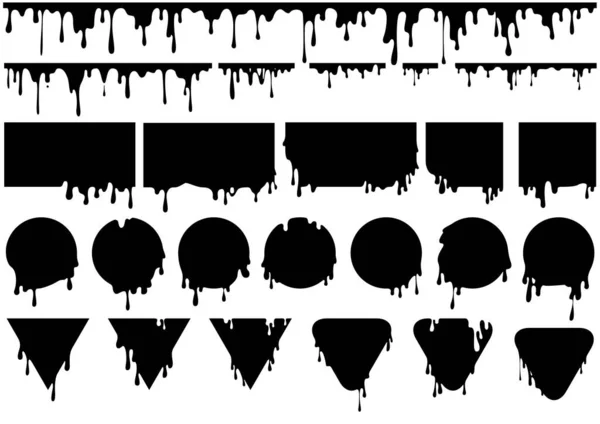 Tinta Goteo Negra Diferentes Formas Gran Colección Vectores Aislada Sobre — Archivo Imágenes Vectoriales