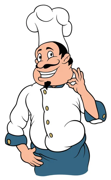 Personagem Cozinheiro Chef Sorridente Ilustração Desenhos Animados Coloridos Isolados Fundo —  Vetores de Stock