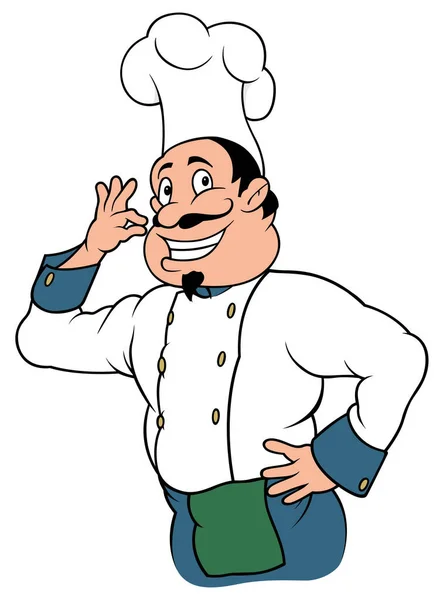 Lächelnde Koch Figur Farbige Cartoon Illustration Auf Weißem Hintergrund Vektor — Stockvektor