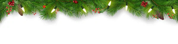 Χριστουγεννιάτικο Banner Συνοριακό Υποκαταστήματα Fir Και Πεύκα Χριστουγεννιάτικο Ιστορικό Εορταστικό — Διανυσματικό Αρχείο