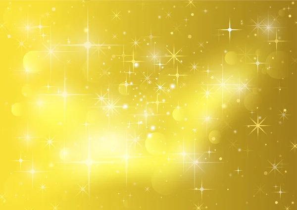 Fond d'or avec des étoiles et des étincelles — Image vectorielle