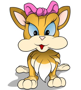 Küçük kedi yay ile