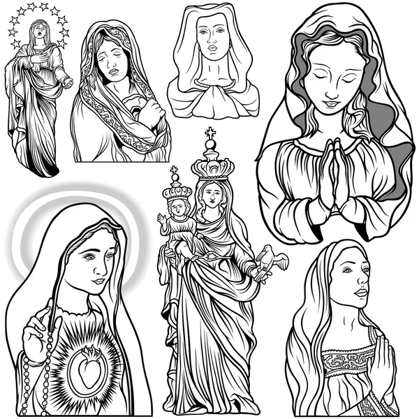 Virgin Mary Set — Stock Vector