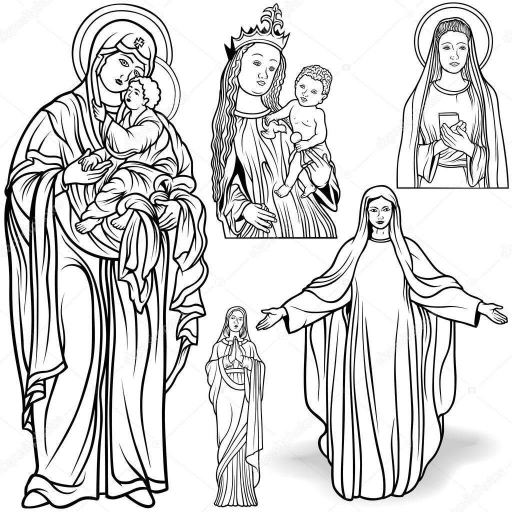 Virgin Mary Black And White Images
