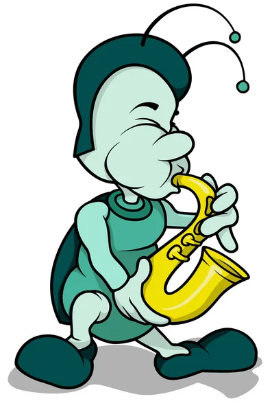 Coccinelle jouant du saxophone — Image vectorielle