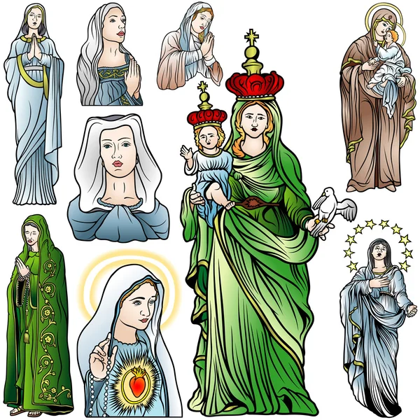 Ensemble Vierge Marie — Image vectorielle