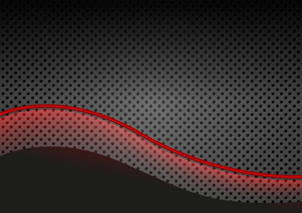 Ligne rouge brillant sur fond métallique pointillé — Image vectorielle
