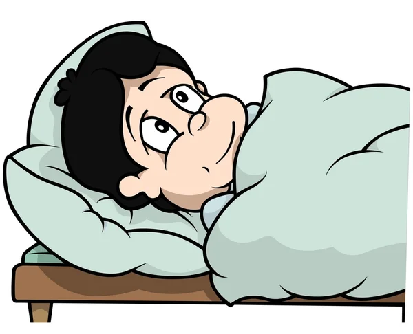 Niño acostado en la cama — Vector de stock