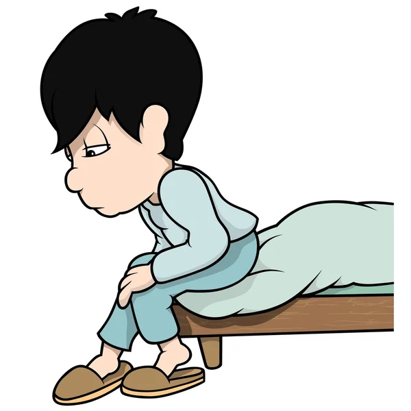 Boy Sitting On Bed — Stock Vector