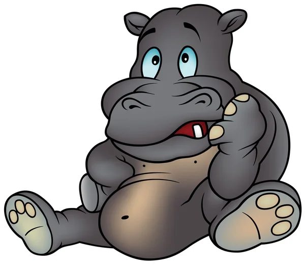 Foolish Hippo Sitting — Stock Vector