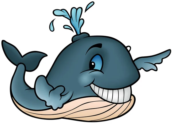 분수와 푸른 고래 — 스톡 벡터
