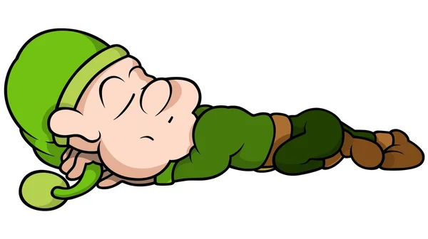 Green Dwarf Sleeping — Stock Vector