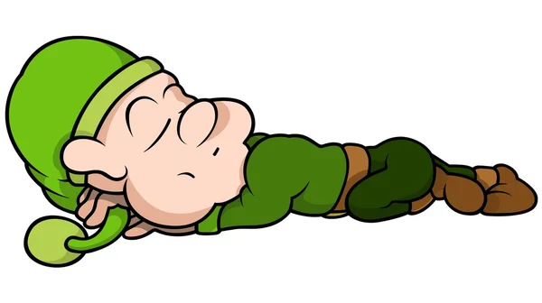 Enano verde durmiendo — Vector de stock