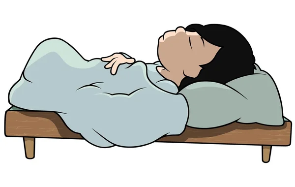 Durmiendo chico en la cama — Vector de stock