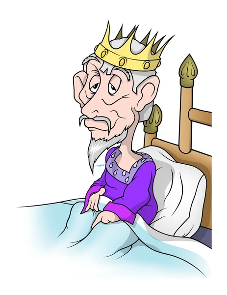 Velho rei na cama — Vetor de Stock