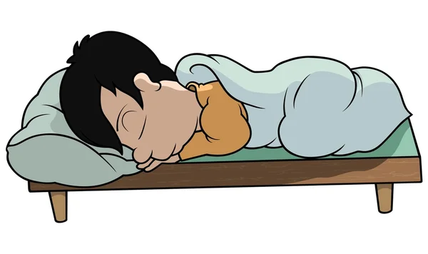 Schlafender Junge im Bett — Stockvektor