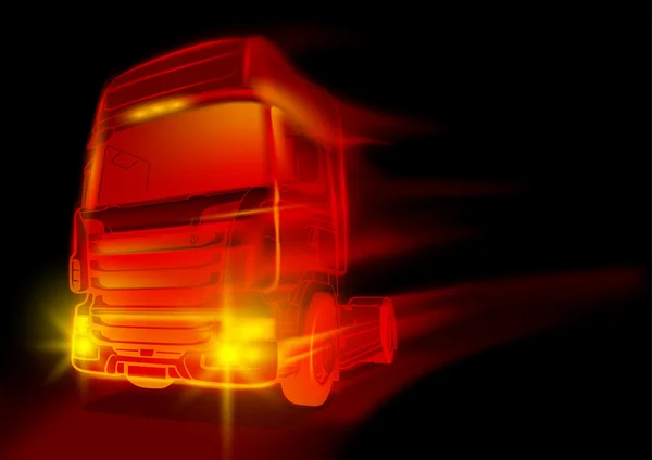 炎で赤い光るトラック — ストックベクタ