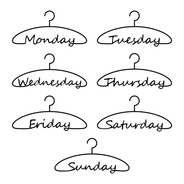 Hangers with days of the week - Stok Vektor