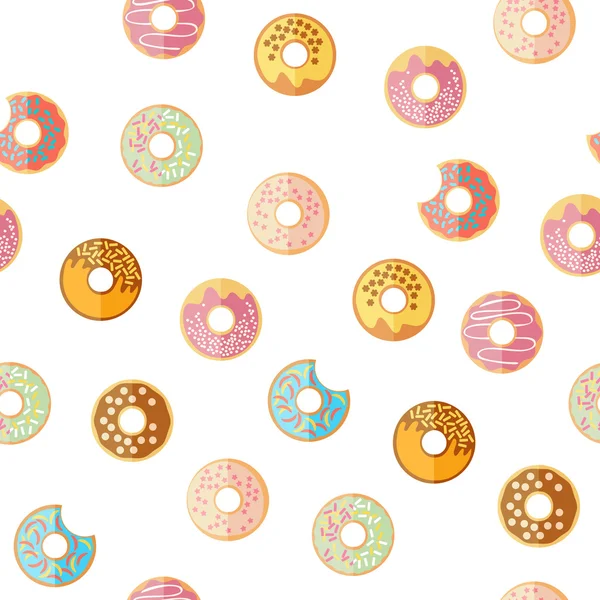 Χωρίς ραφή πρότυπο με πολύχρωμα νόστιμα ντόνατς γυαλιστερό, εικονογράφηση φορέας — Διανυσματικό Αρχείο