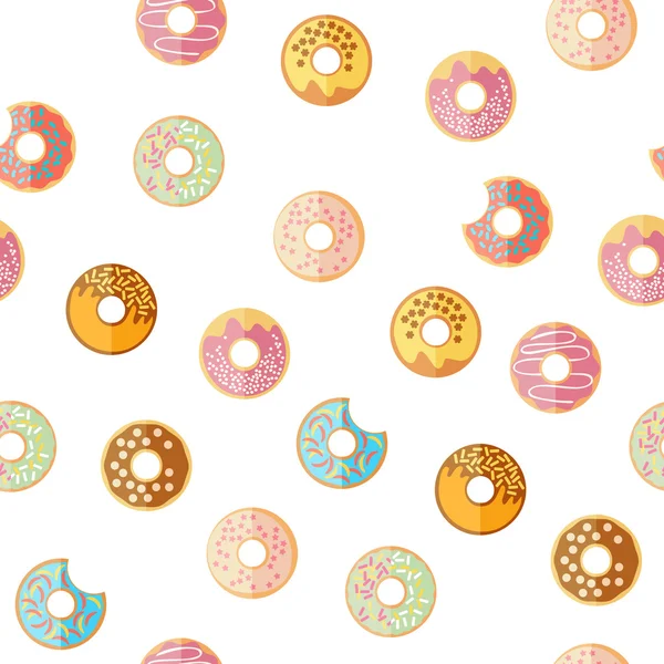 Padrão sem costura com donuts brilhantes saborosos coloridos, ilustração vetorial Gráficos Vetores